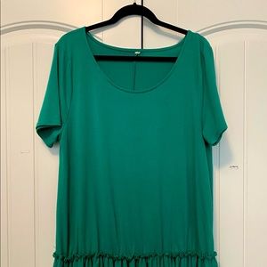 Cute green top with bottom double ruffle.